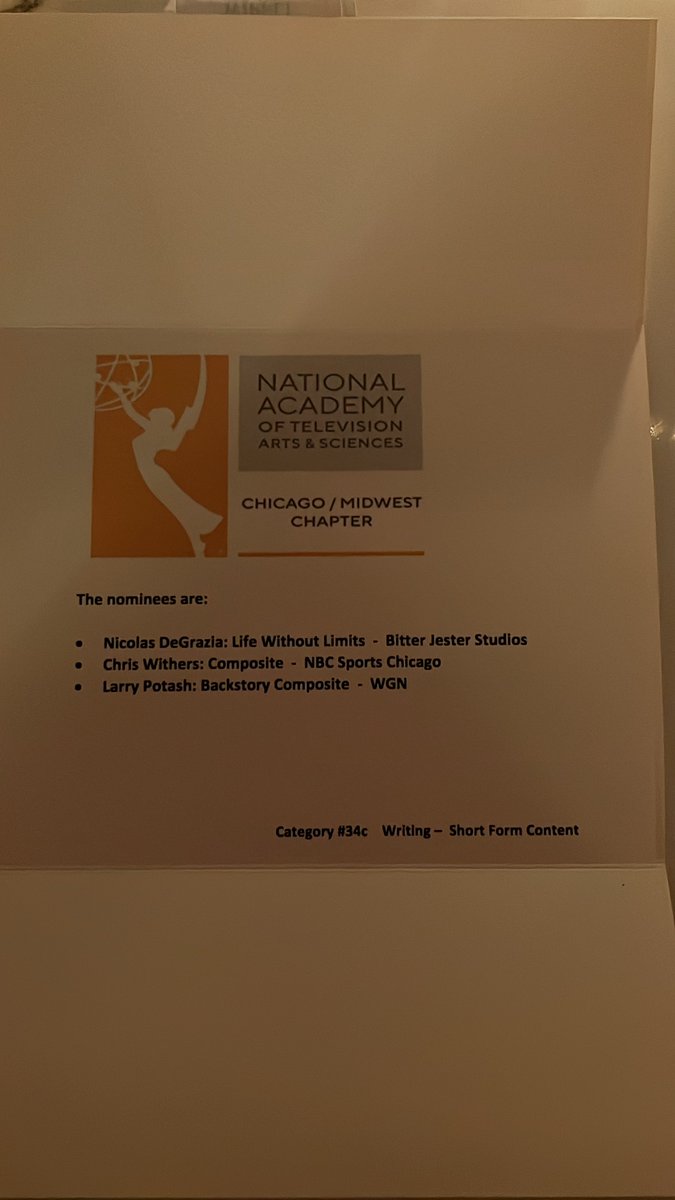 chi_natas's tweet photo. The 2023 Nominees for: writing — short form content #ChicagoEmmys2023 https://t.co/nZIWabJllW