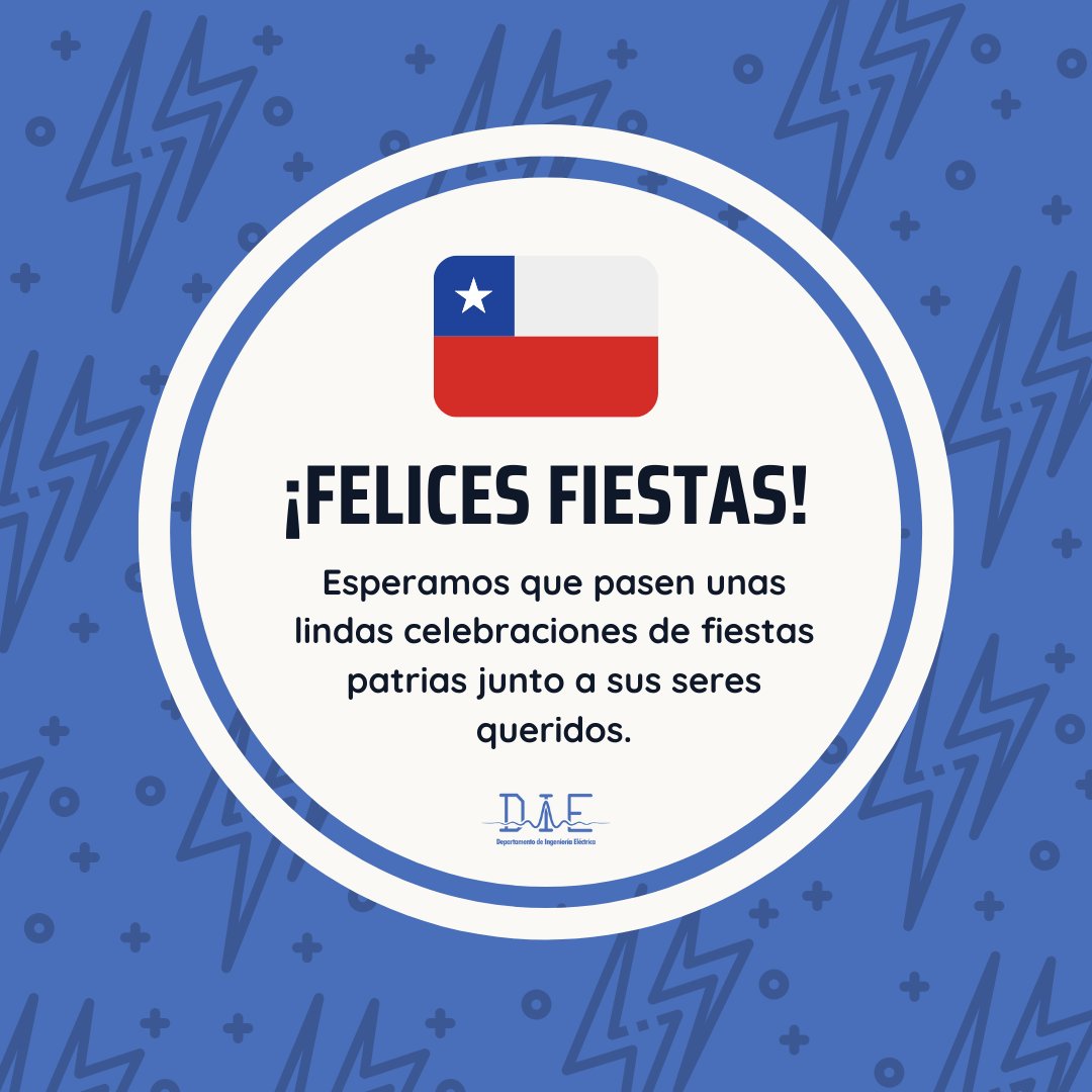 Esperamos que hayan tenido unas lindas #FiestasPatrias2023 🤩🇨🇱 desde el Departamento de Ingeniería Eléctrica UC, les enviamos un afectuoso saludo 🔋⚡️ 

¡Feliz inicio de semana!