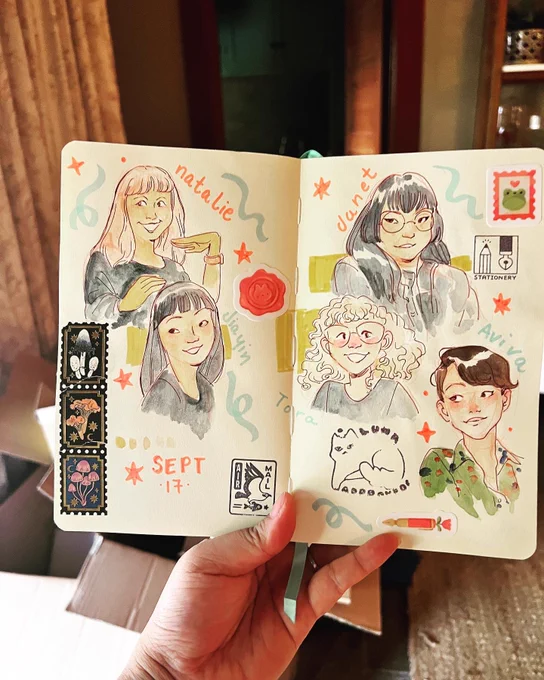 Journal pages from the weekend. Spent a lovely time with these artists and this very foofy cat! 