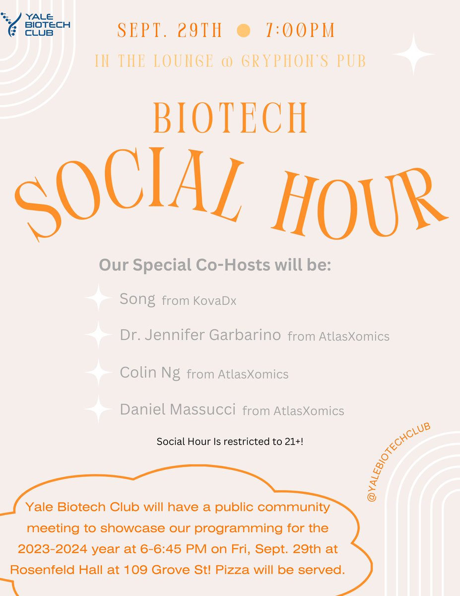 We'd like to invite you to YBC's Community Meeting + Social Hour on Friday, September 29th!

After the community meeting, we'll continue the camaraderie at Gryphon's with a social hour for those 21 and older. 

Don't miss out - RSVP here: forms.gle/ztrennnJmii8oj…!