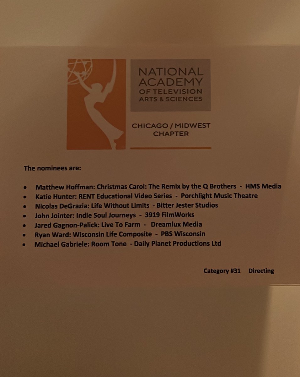 chi_natas's tweet photo. The 2023 Nominees for: category #31 directing #ChicagoEmmys2023 https://t.co/AnzRjs3yuu