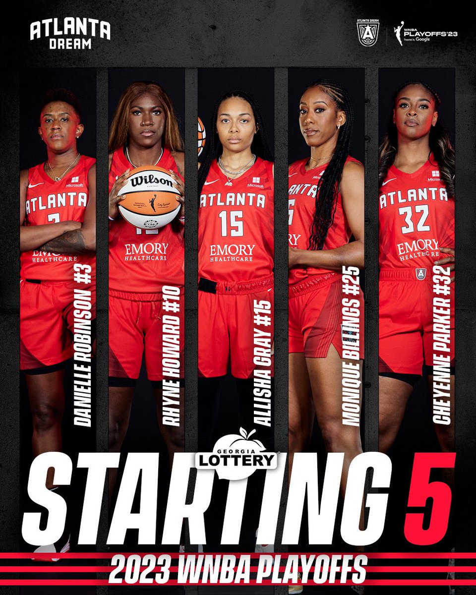 AtlantaDream's tweet photo. Your Atlanta Dream Starting 5!
@georgialottery | #LEVELUPATLANTA https://t.co/2MXb59OSD6