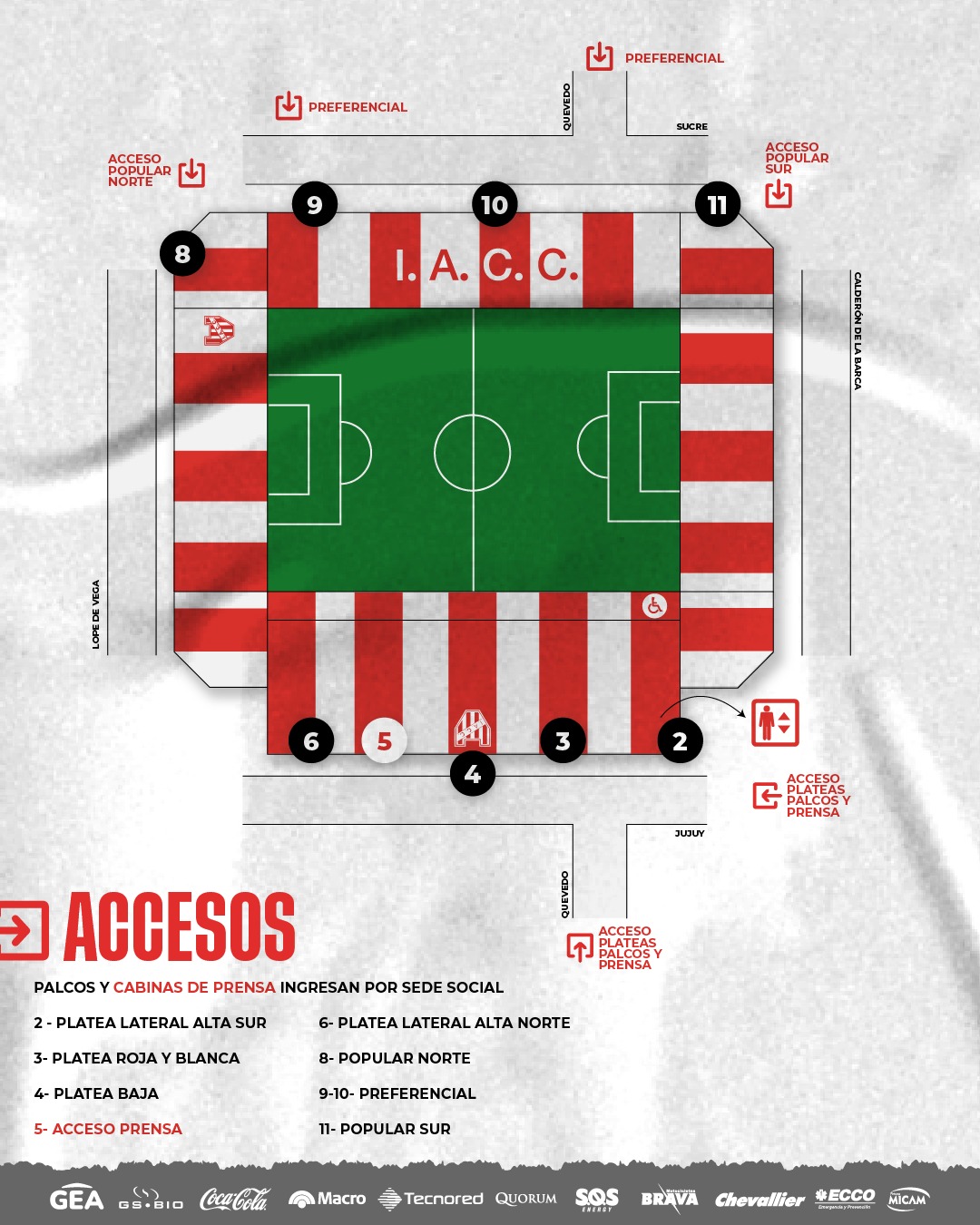 La información de servicio para Instituto vs Colón, con las medidas por las sanciones • Canal C