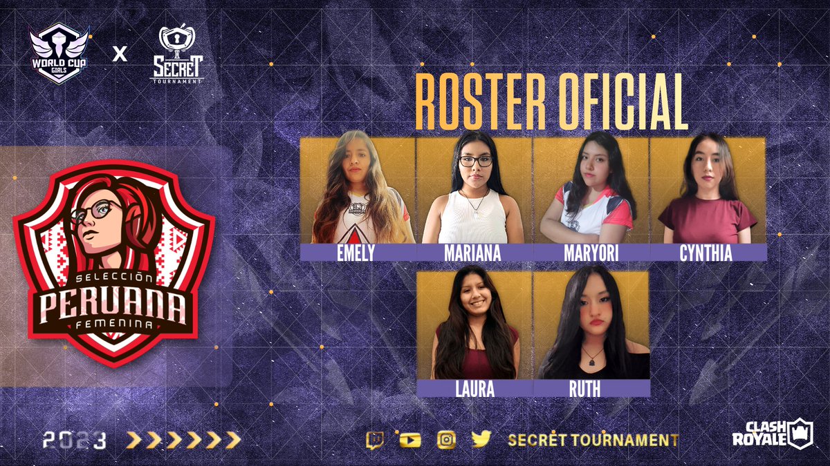 Secret_WCG's tweet image. #WCG_S3 #ClashRoyale 

Perú no podía faltar en esta edición.

Dejarán todo en cada partido, buscando llevarse el trofeo a casa.

🇵🇪 @LauraEmely26
🇵🇪 @Marr_013_ 
🇵🇪 @MaryoCORICR 
🇵🇪 @cynthia_marili 
🇵🇪 @nicolelaura19 
🇵🇪 @Ruth_Cav 

¡Bienvenidas, @SelPeruFemCR! 4/8