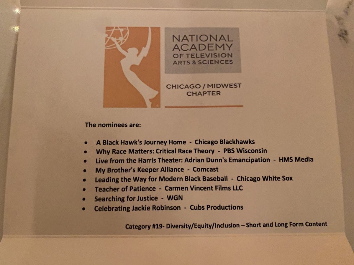 The 2023 Nominees for: Diversity/Equity/Inclusion - Short and Long Form Content  

#ChicagoEmmys2023
