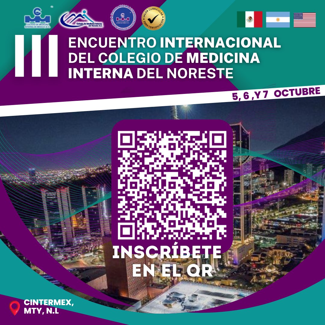 AcNoreste's tweet photo. INSCRÍBETE A TRAVÉS DEL QR !!! 🙌🏻

#comine #congresomedico #medicinainterna #congresomedicomedicinainterna #cintermex https://t.co/LCdJT2cali