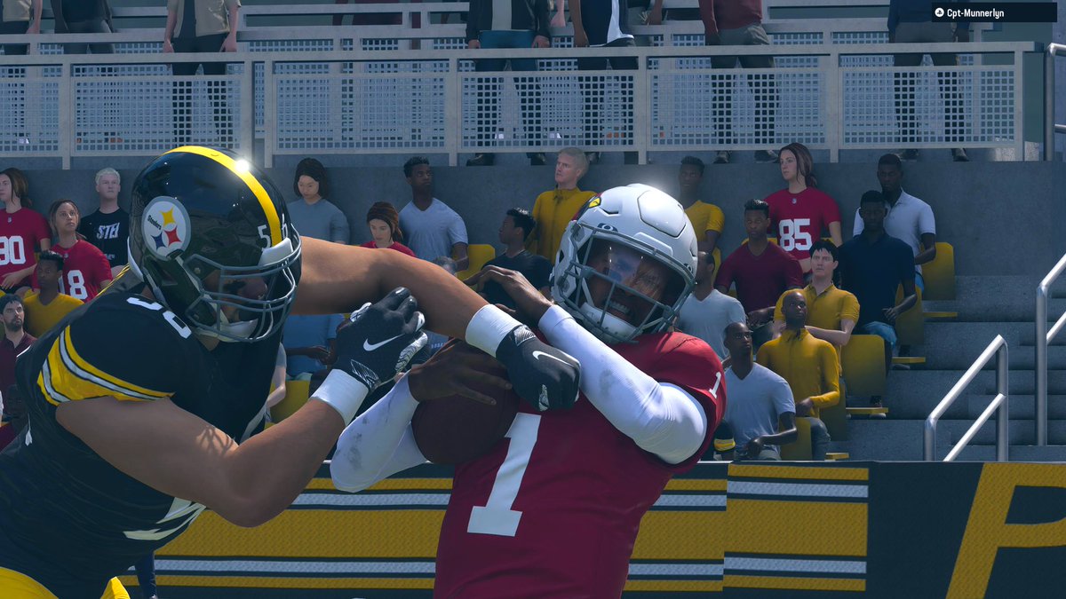 FMLSteelers's tweet photo. 🔥#TheStandard🔥
Apparently @FearlessLG thought it’d be funny matching us against an Atlantic 10 Conference football team this week. 

“My nephew called the plays from Madden 24 live playbooks for me this week.. Told Alex go punch Kyler in face for fun - Mitch. 
 @FMLReport https://t.co/KxV2Stlas2