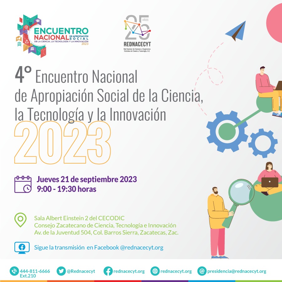 Rednacecyt's tweet photo. Recuerda, este jueves 21 de septiembre, sigue la transmisión en Facebook Live de la @Rednacecyt del 4º #EncuentroNacionalASCTI en vivo desde Zacatecas. https://t.co/Mtrs0wt7Yx