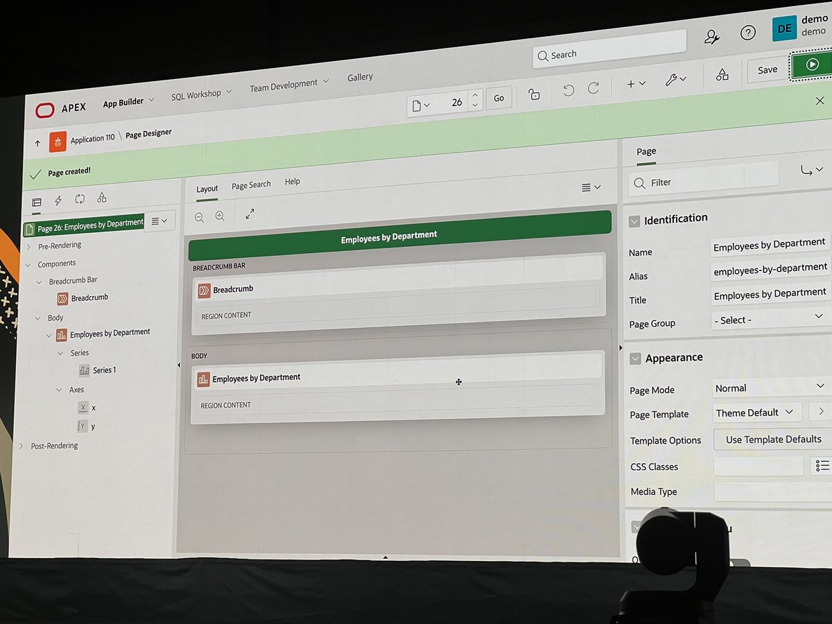 Oracle Apex to generate charts using #NLP  #Oracle  #CloudWorld <a href="/oracleace/">Oracle ACE Program</a> @CloudWorld <a href="/OracleDevs/">Oracle Developers</a> <a href="/OracleDatabase/">Oracle Database</a> <a href="/Oracle/">Oracle</a> <a href="/OracleAPEX/">Oracle APEX</a> <a href="/jtsaismith/">Jenny Tsai-Smith</a> <a href="/shakeeb/">Shakeeb Rahman</a>