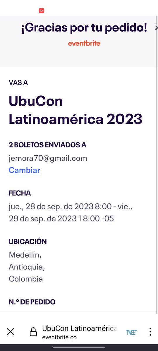jemora70's tweet photo. Ya tenemos los tickets para el #UbuConLA2023 en la cuidad de Medellín, Colombia! 🇨🇴🌐 ... Ahora solo nos hace falta lo del pasaje y hospedaje en #medillin jejeje
@ubuntuco
@ubuntu
@ubuntu_ve
#LaNuevaAmazonas
#Linux https://t.co/OO7t6ZZqRF