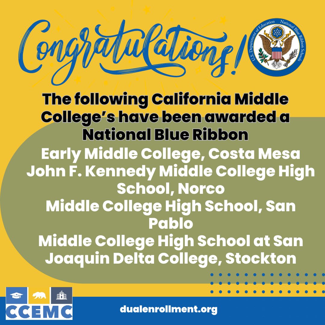 Exciting news for our California early and  middle colleges! Congratulations!