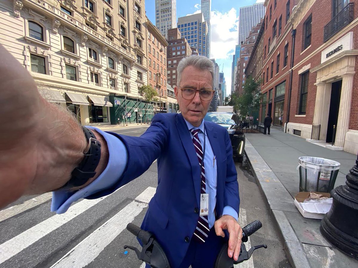 Assistant Secretary Pyatt, an experienced urban cyclist, was undaunted by #UNGA traffic jams and chose emission-free commuting to his afternoon meeting.