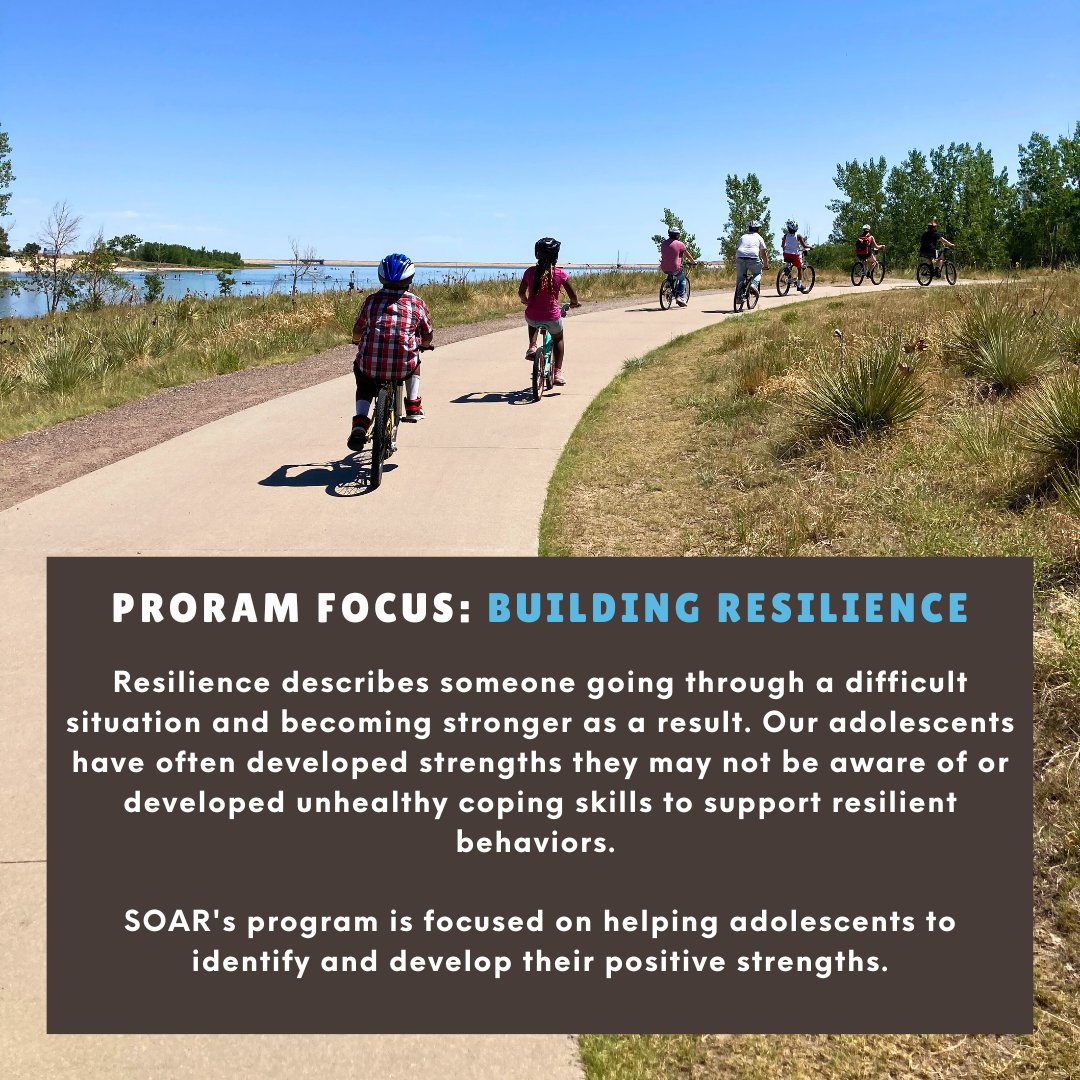 SOARCOLORADO's tweet photo. Resilience is the art of emerging stronger from adversity. Our adolescents possess hidden strengths waiting to be discovered. SOAR's program is dedicated to unlocking their true potential and nurturing those positive strengths. 

 #soar #rise #resilience #resilientfutures https://t.co/VLqgeqKFCs