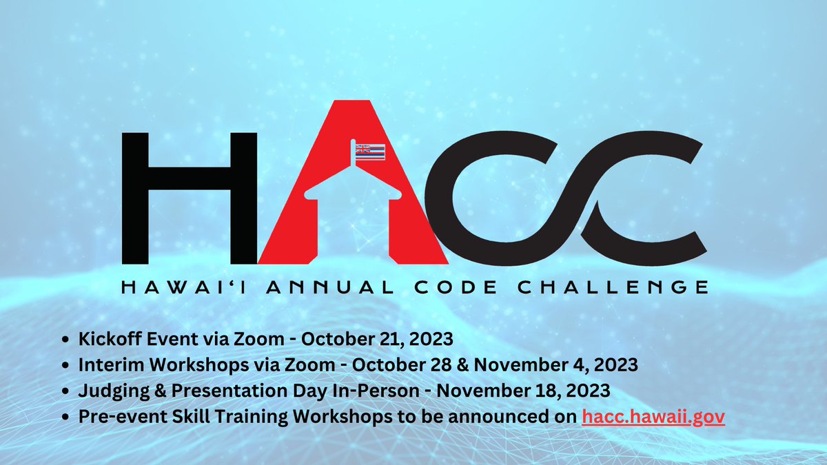 HACC 2023 is a GO!

HACC offers a chance for civic engagement, IT workforce development, and innovation in modernizing state functions. hacc.hawaii.gov.

Join us for a tech-powered journey!