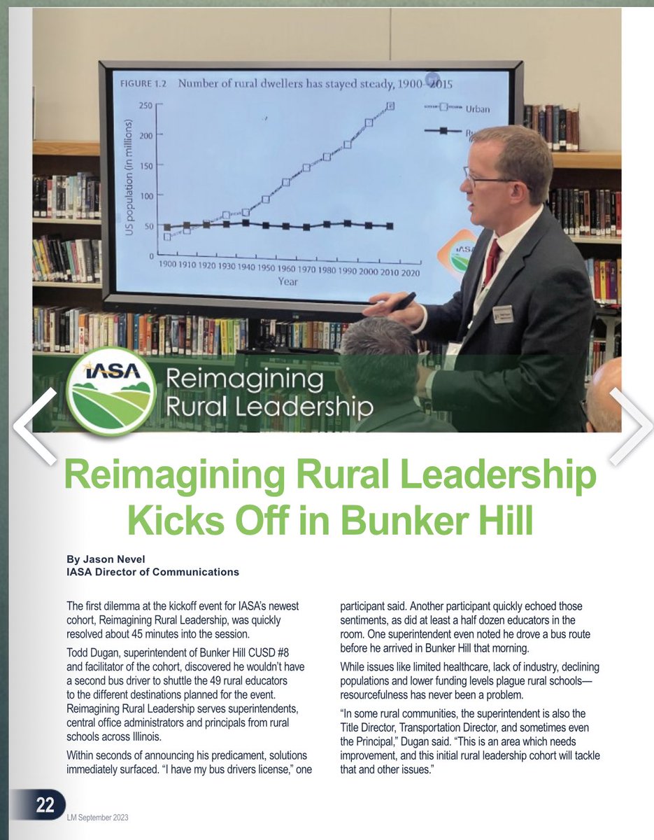 So proud of my friend & colleague @tdugan75 for his leadership both in Bunker Hill SD & also with the Rural Leadership Cohort for IASA and AASA! Todd openly shares his expertise & knowledge with a mindset of we are collectively better when we elevate our entire profession! #Proud
