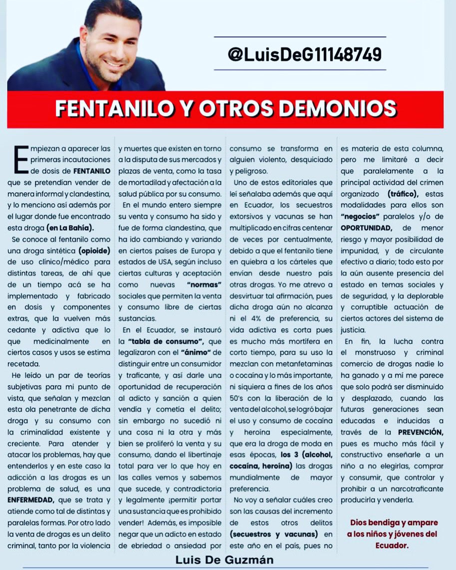 DonRoba's tweet image. Ya apareció este monstruo (Fentanilo) aún péquelo e inicuo, pero si no se toman medidas veremos un “philadelfia” en nuestro Guayquil muy pronto