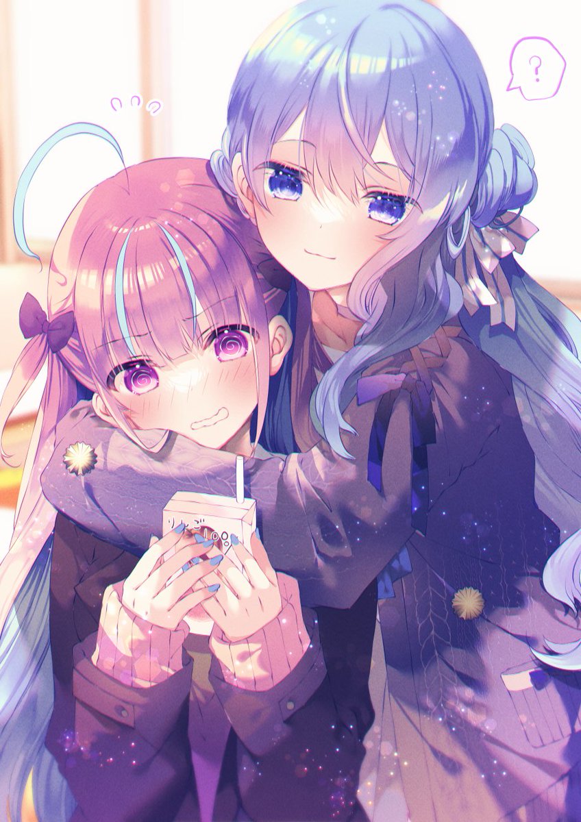 星街すいせい ,湊あくあ 「おはようございます(*˘︶˘*).。.:*今日もとってもがんばります+.(ノ*・」|むーのイラスト