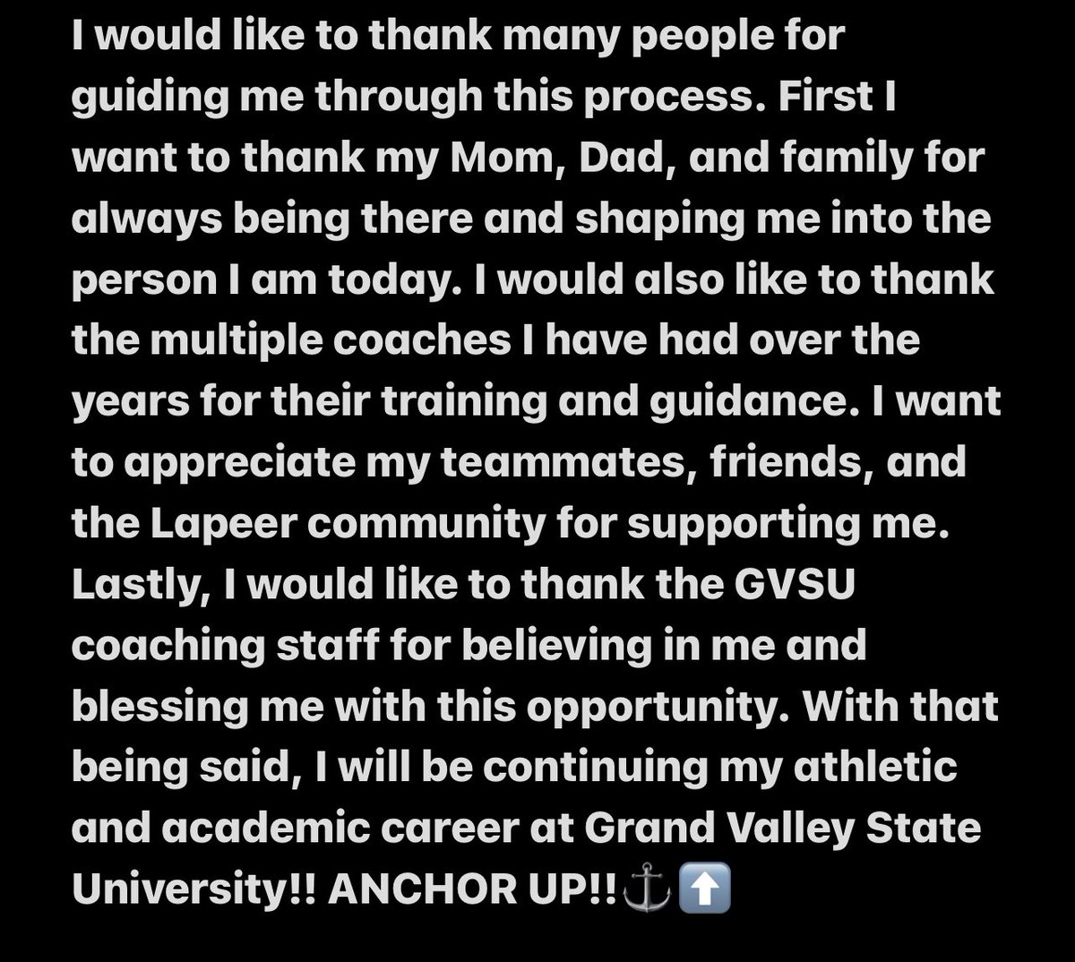 Zak Olejniczak (@zakolejniczak) on Twitter photo Committed!! โ๏ธโฌ๏ธ #WAWG
<a href="/LapeerFootball/">Lapeer Football</a> @_qbYOU <a href="/TrambleJoe/">Joe Tramble</a> <a href="/green_double7/">Austin Green</a> <a href="/EricHensel6/">Eric Hensel ๐๐บ๐ธ</a> <a href="/gvsufootball/">GVSU Football</a> <a href="/CoachStuddGV/">Coach Studd</a> <a href="/CoachVitzthum/">Matt Vitzthum</a> <a href="/CoachWooster/">Scott Wooster</a> Committed!! โ๏ธโฌ๏ธ #WAWG
<a href="/LapeerFootball/">Lapeer Football</a> @_qbYOU <a href="/TrambleJoe/">Joe Tramble</a> <a href="/green_double7/">Austin Green</a> <a href="/EricHensel6/">Eric Hensel ๐๐บ๐ธ</a> <a href="/gvsufootball/">GVSU Football</a> <a href="/CoachStuddGV/">Coach Studd</a> <a href="/CoachVitzthum/">Matt Vitzthum</a> <a href="/CoachWooster/">Scott Wooster</a>
