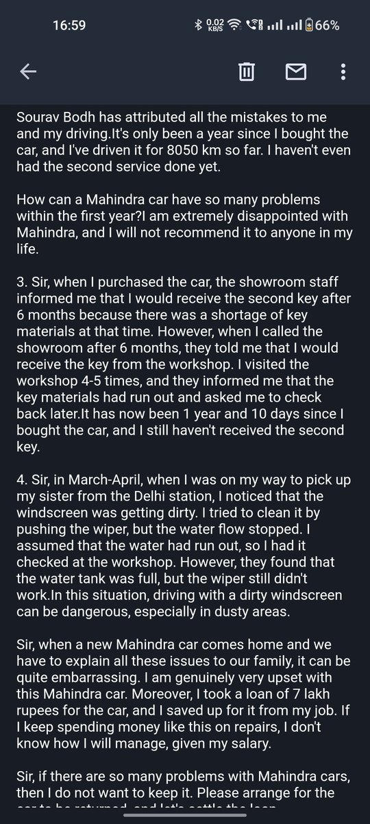 Utkarsh18549222's tweet photo. @anandmahindra

I emailed you regarding a serious issue with my car two days ago, but I have not received any response yet. The matter is of utmost importance, and I kindly request your prompt attention and assistance in resolving this matter. https://t.co/shk3pK8r7z