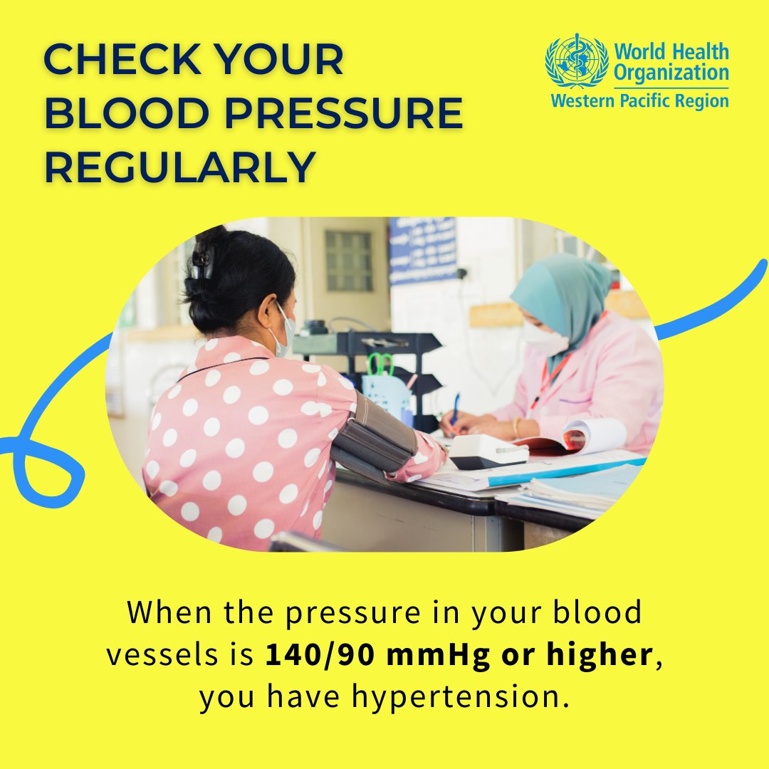 WHOWPRO's tweet image. #DYK that nearly half of people with hypertension globally don’t know that they have it?

Check your blood pressure regularly to know your status and to prevent and treat #hypertension.
