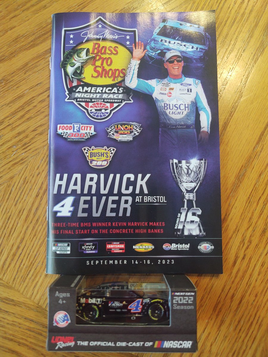 RichardAllenMSR's tweet image. Repost this between now and 9:00pm(9-20-23) for a chance to win this Kevin Harvick 1/64 diecast and a souvenir program from Bristol.

You must be a follower of this account to win. #NASCAR