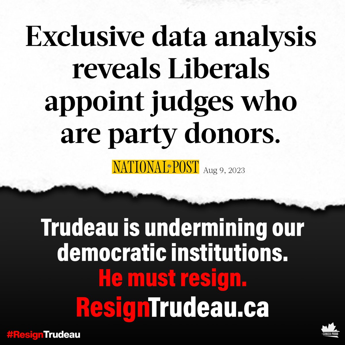 Trudeau is a threat to Canadian democracy. He needs to resign. Sign our petition: ResignTrudeau.ca