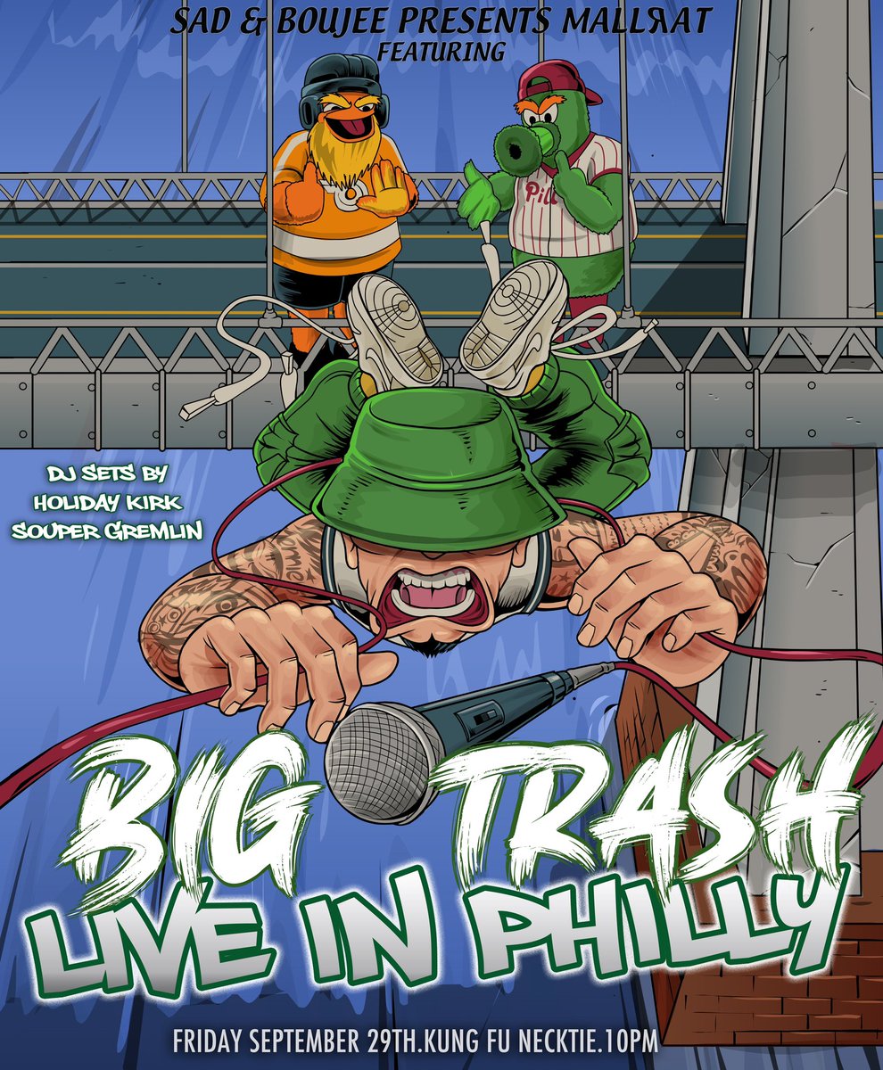 BIGTRASHtweets's tweet photo. PHILLY U BETTER BRING IT CUZ THE TRASH IS COMIN! 🤘 🗑️ 

FRIDAY SEPT 29 10PM @kungfunecktie 

🎟️: https://t.co/yEFffkvVAC https://t.co/5wMAzytBvQ