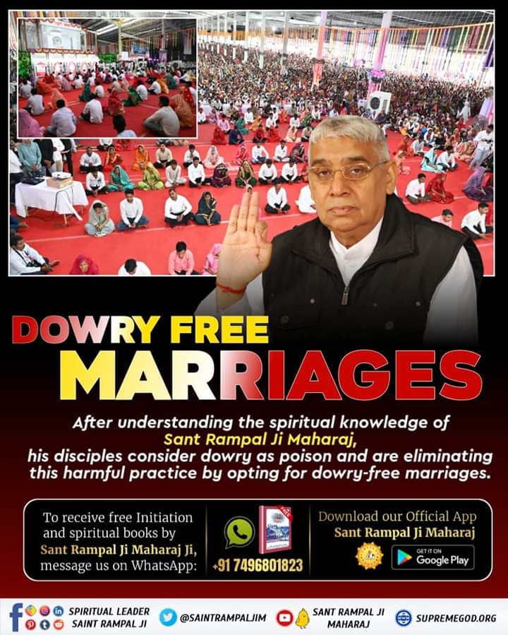 ArchnaY12259806's tweet photo. #Marriage_In_17Minutes
Sant Rampal Ji Maharaj is creating dowry free India by motivating people to do Dowry Free Marriages.
#GodMorningWednesday https://t.co/W3VbCtjpsX