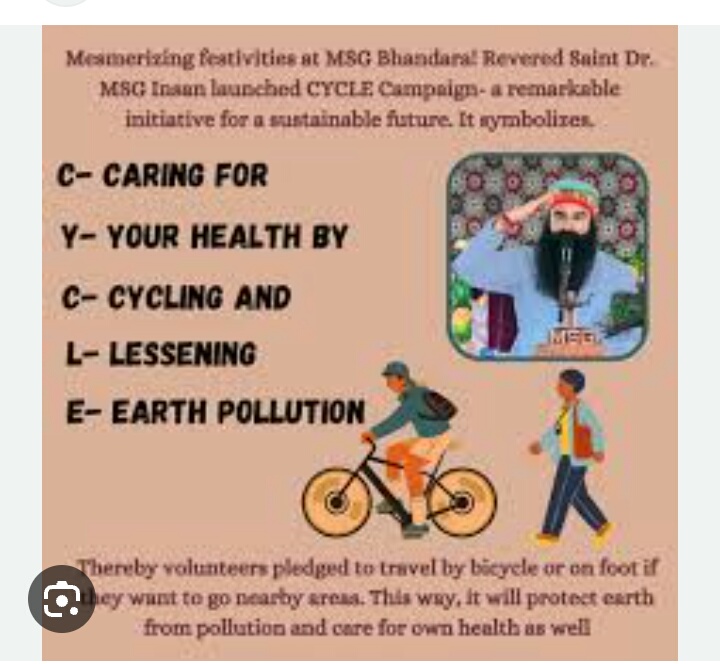 PinkiPi85104342's tweet photo. जनसख्या बढ़ने के साथ प्रदुषण बढ रहा है।Saint MSG ने cycle मुहिम कि शुरू की। जिसमे लोग कम दूरी के लिए साइकिल से पार करते हैं। इससे  सेहत ठीक रहती हैं।
#Cyclingforhealt https://t.co/qf2HgRgtht