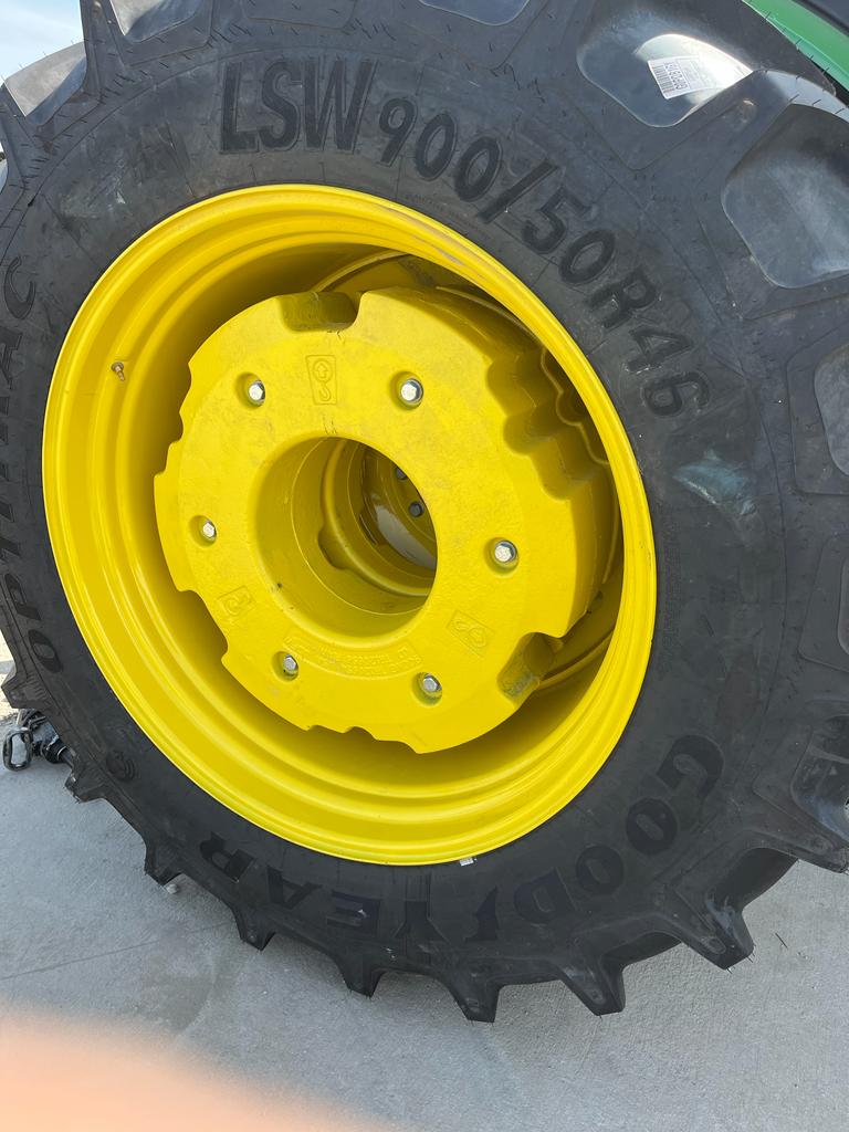 We installed a nice set of LSW900/50R46 Duals on this brand new 9R 540 last week. If you like duals and want to put more power to the ground and have a smoother ride then here is your solution!
<a href="/TroyMartens3/">Troy Martens</a> <a href="/sunvalley_tire/">Sunvalley Tire</a> <a href="/ScottSloan6164/">Scott Sloan</a> <a href="/GoodyearFarm/">Titan & Goodyear Farm Tires</a> <a href="/JohnDeere/">John Deere USA</a>