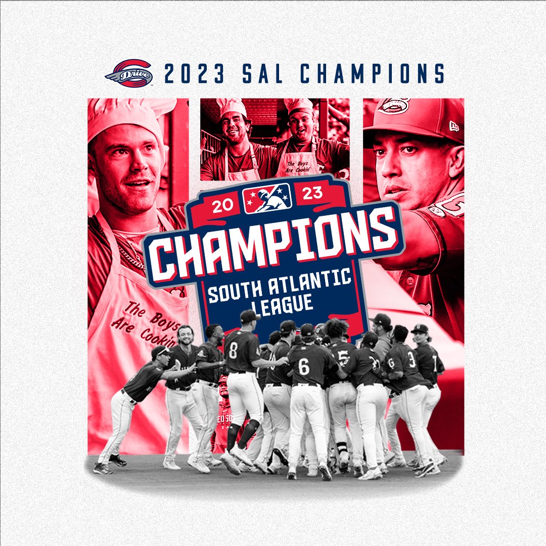 GreenvilleDrive's tweet image. The 2023 South Atlantic League Champions. 

FINAL: Drive 7, Renegades 3