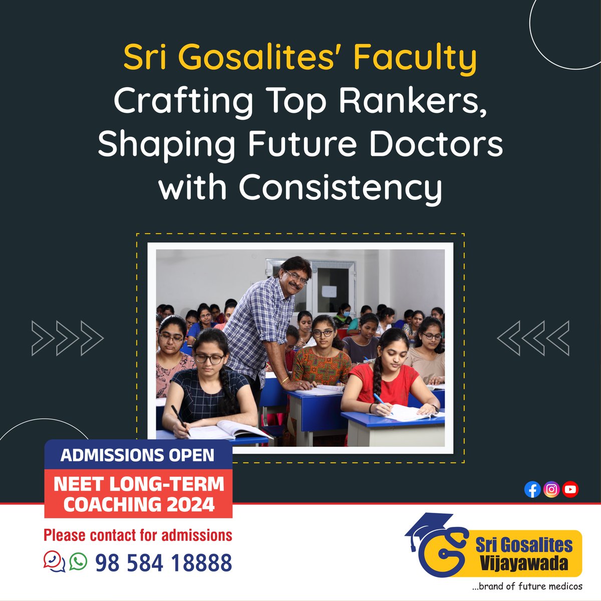 Sri Gosalites' Faculty
Crafting Top Rankers, Shaping  Future Doctors
with Consistency

Sri Gosalites Academy is the most sought-after address for future medical success! 

#SriGosalites #NEETCoaching #NEET2023Champs #TopAchievers #MedicalDreams #AcademicAdvantage