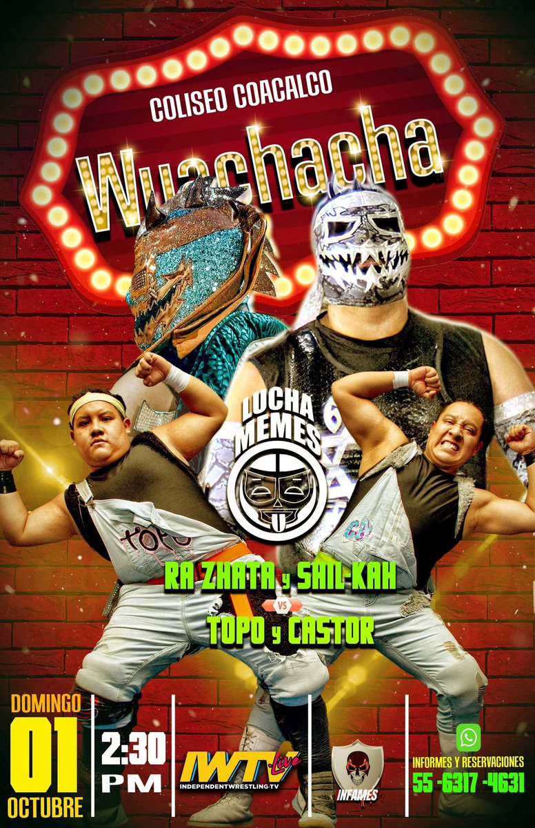 Second match announced for our show #Wuachacha in Coliseo Coacaco on October 1st. Soon on @indiewrestling 📱🇲🇽