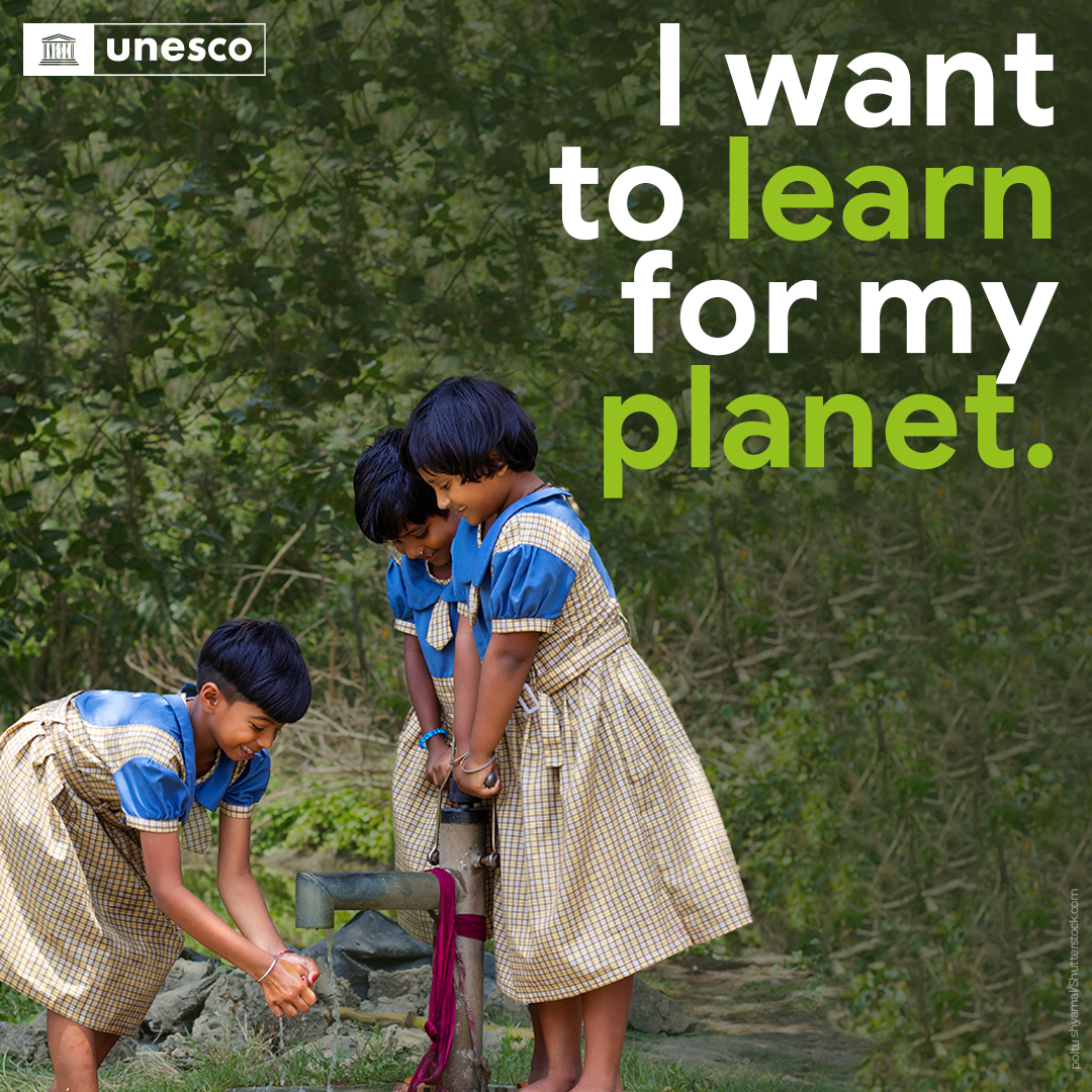 UNESCO's tweet image. The climate crisis is killing our planet before our eyes.

We must give future generations the power to respond to climate change through education.

As world leaders gather for #UNGA, we urge them to increase their efforts so students #LearnForOurPlanet. on.unesco.org/3LvBX9U