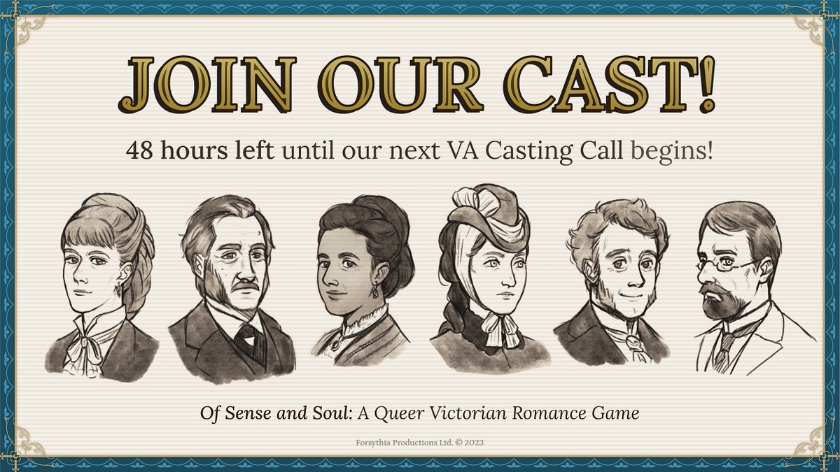 In precisely 48 hours from now, our next VA Casting Call will begin—follow us and watch this space for more details when it arrives! ✨👀

RT/Share for your fellow VAs 💌🎙️

#voiceacting #castingcall #indiegame