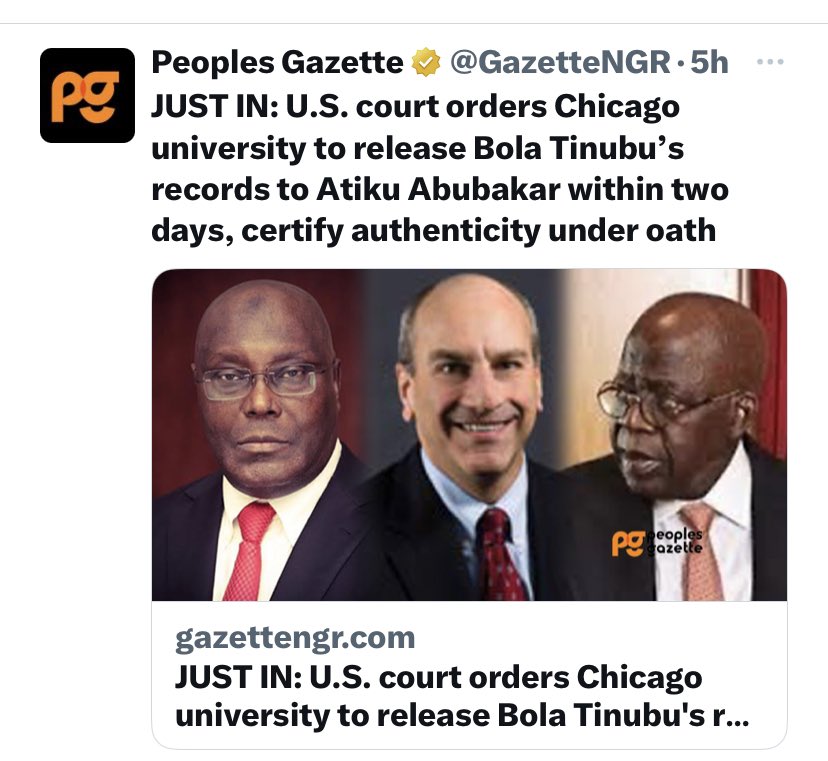 ukocarter's tweet photo. The Nigerian court would have put the burden of proving the allegation on Atiku and exonerated Chicago State University. 

You won't see any Nigerian media carry this news because it's not a government press release but they are the real journalists. https://t.co/SBU4F7gEun