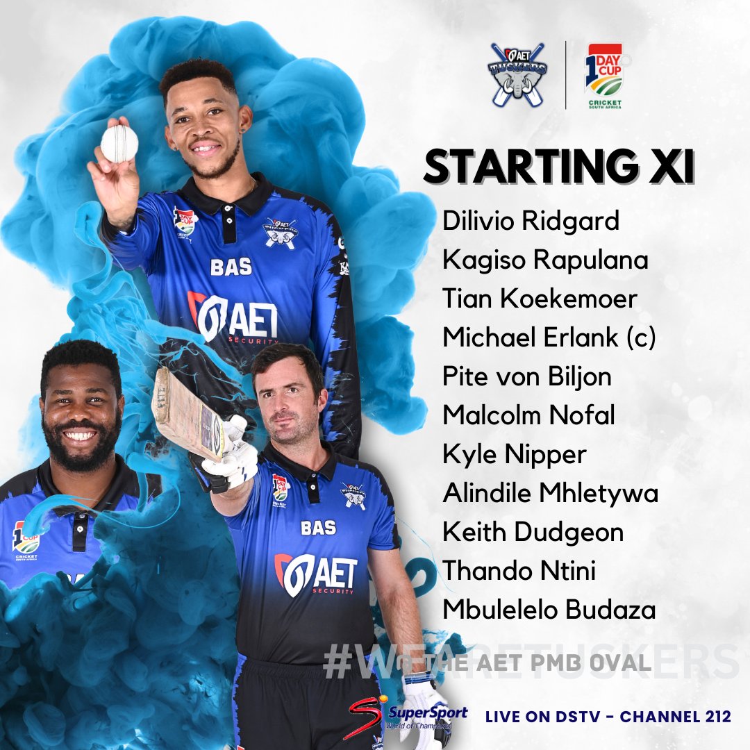 Here is your Starting XI! 🐘
. . .
The Stampede is here! 🏏
. . .
#AETTuskers #WeAreTuskers #CSAOneDayCompetition #AETPietermaritzburgOval #ItsAStampede
