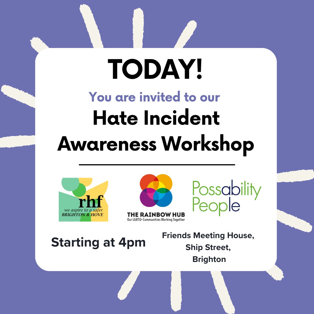 hub_rainbow's tweet photo. The Rainbow Hub, Racial Harassment Forum and Possability People are running a Hate Incident Awareness workshop today - and it's free and open to everyone!

Follow the link for more details and to book a free ticket:

https://t.co/MJ0Gthhlgz https://t.co/hkhgYAU3W1