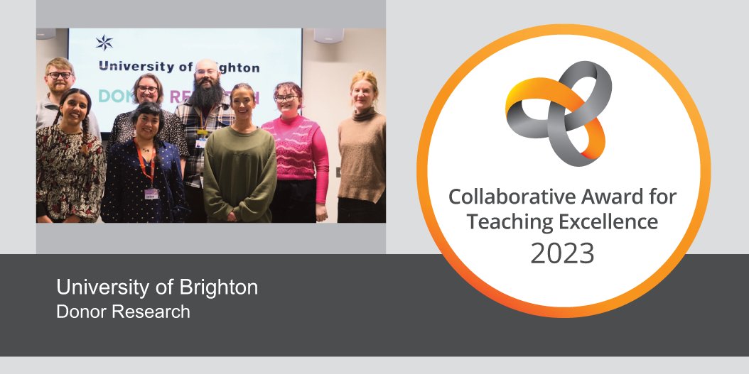 Congratulations to the Donor Research team at <a href="/uniofbrighton/">University of Brighton</a> on a prestigious #CATE award. The award-winning NHSBT-funded team work in tandem to shape their community’s awareness of blood and organ donation for a fairer and more equal society. Amazing work!  #CATEawards2023