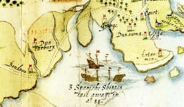 Very blustery outside this morning but looks like #HurricaneNigel will avoid Ireland. Not so #otd 1588 when the infamous ‘Great Gale’ swept over Ireland wrecking #spanisharmada ships along the west coast from the Blasket Islands to Streedagh Strand in Sligo.