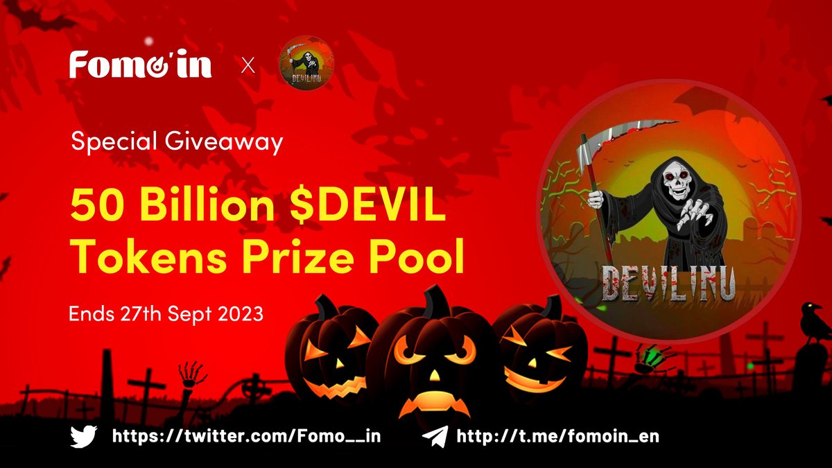😍😍 #Fomoin X #DEVILINU Special #Giveaway

🎁 Prize Pool »» 50 Billion $DEVIL Tokens (#BEP20)

To Enter ⤵️
✅ Follow @DEVILINU12 &amp; <a href="/Fomo__in/">Fomoin</a>
✅ RT &amp; Tag 3 Friends
✅ Fill form:👉 forms.gle/L6VtVWwmXriWZZ…

⏰Ends 27 Sep
#Airdrop #BSC #CryptoGiveaway #Ethereum #Airdrops #Bitcoin