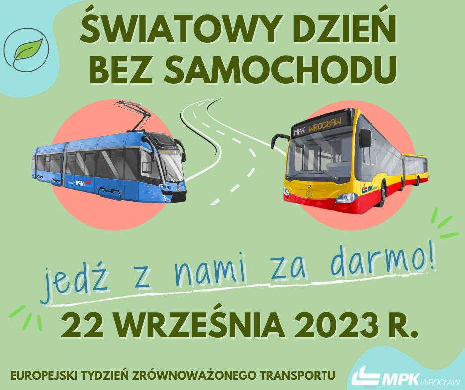 W piątek, 22 września wypada "Dzień bez samochodu" obchodzony w ramach finału Europejskiego Tygodnia Mobilności. Z tej okazji komunikacją miejską będzie można podróżować za darmo!