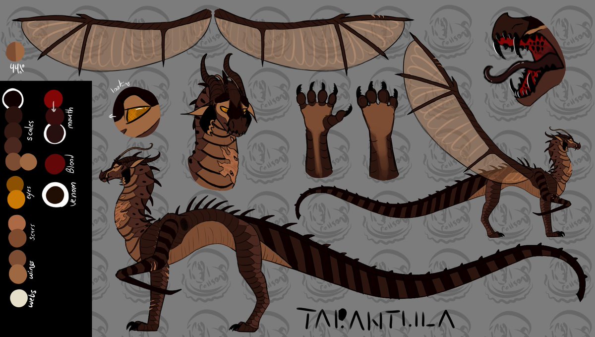 WoFCavernsAU's tweet photo. Resident of the Caverns 7:
Tarantula of the Webwings
They are an interesting dragon who loves to tell stories of the wild jungle they call home to the young dragonets willing to speak to them
#wof #WingsofFire #wingsoffireart #Silkwings #Webwings #WofCavernsAU https://t.co/KWpD0VUlns