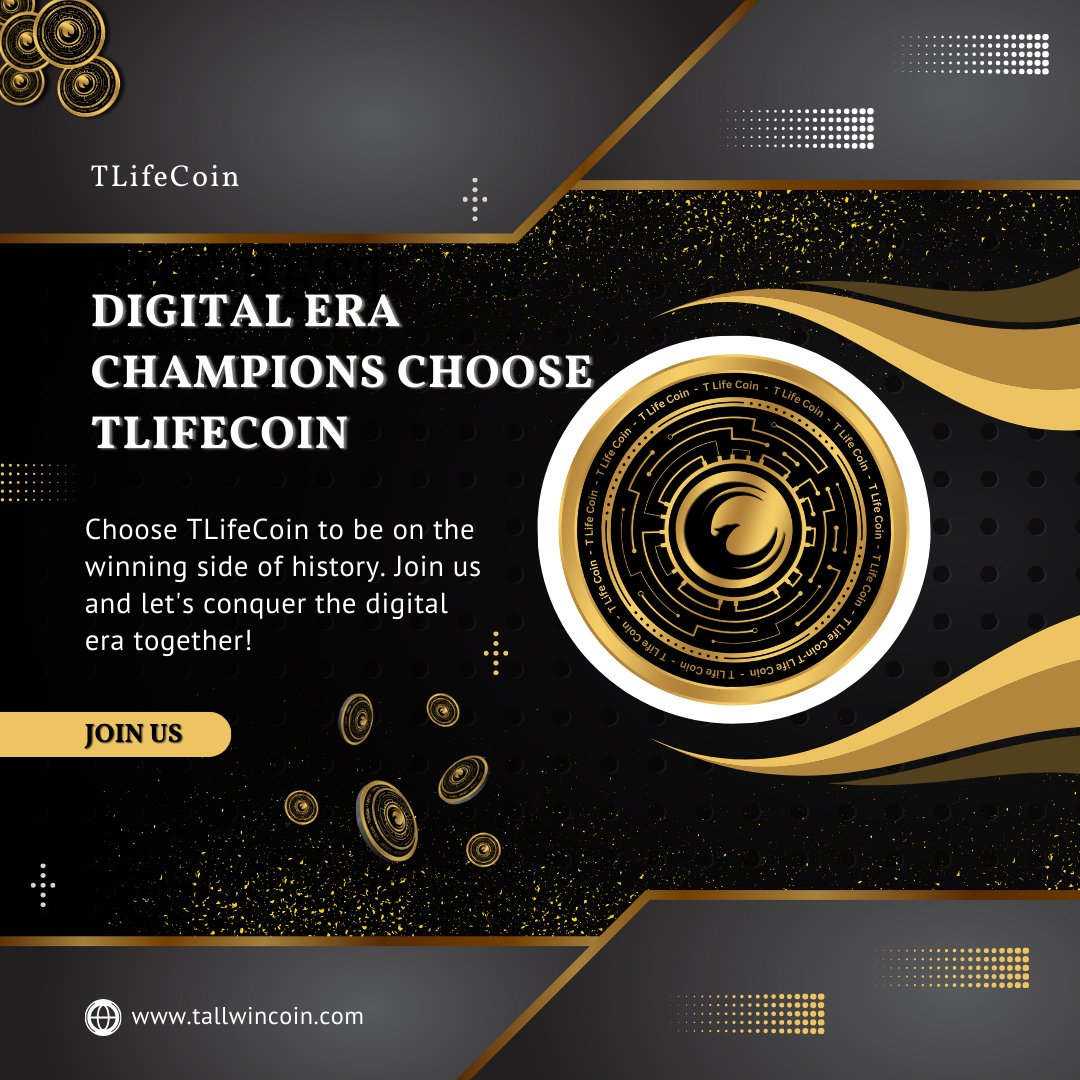 Join the Ranks of Digital Champions with TLifeCoin! 🏆🚀💰 Be part of the winning side of history by choosing TLifeCoin. Let's conquer the digital era together!
#tlifecoin #digitalchampions #tlifecoinsuccess