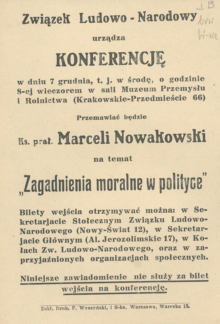 "X. Marceli Nowakowski i wielu, wielu innych. Wszyscy giną na polu chwały. Dobry Bóg ofiarę ich przyjmuje sprawiając, że krew wylana z miłości Ojczyzny rodzi błogosławione owoce" #PrymasWyszyński 25/09/69  

Proboszcz par. Najświętszego Zbawiciela w #Warszawa ur. się #OTD w 1882.