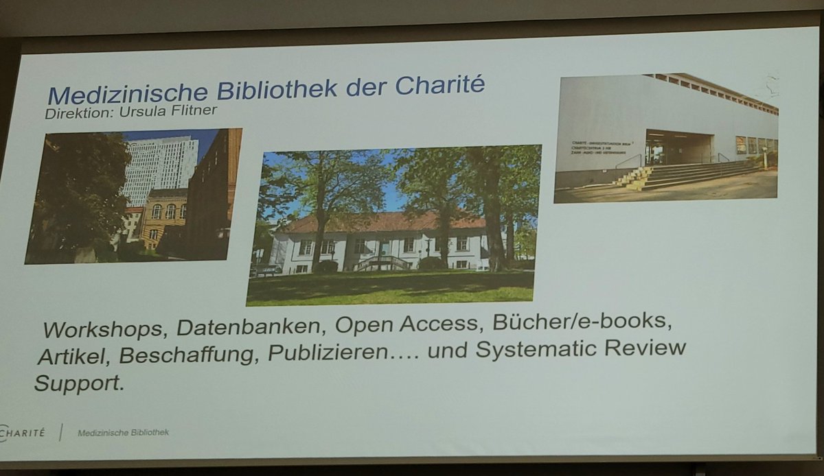 Zum Start in den dritten Tag der #AGMB2023 hält Dr. Corinna Dressler <a href="/cd_ebm/">Dr. Corinna Dressler</a> von der  Medizinischen #Bibliothek der Charité eine Vortrag zum Thema "Systematic Review Kursreihe an der MedBib".