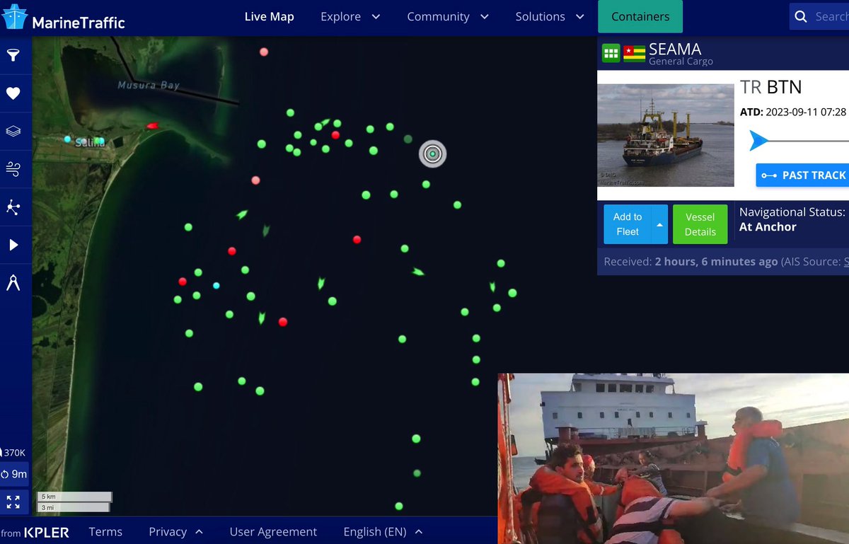 JulianRoepcke's tweet photo. #Breaking
Around 06:50 local time, a Togo-flagged general cargo vessel, named #Seama, enroute from Bartin (Turkey) to Izmail (Ukraine) was hit by a suspected Russian naval mine while waiting to be unloaded off the Romainan coast. The engine room was flooded & 12 crew evacuated. https://t.co/VeiPEqs6O7