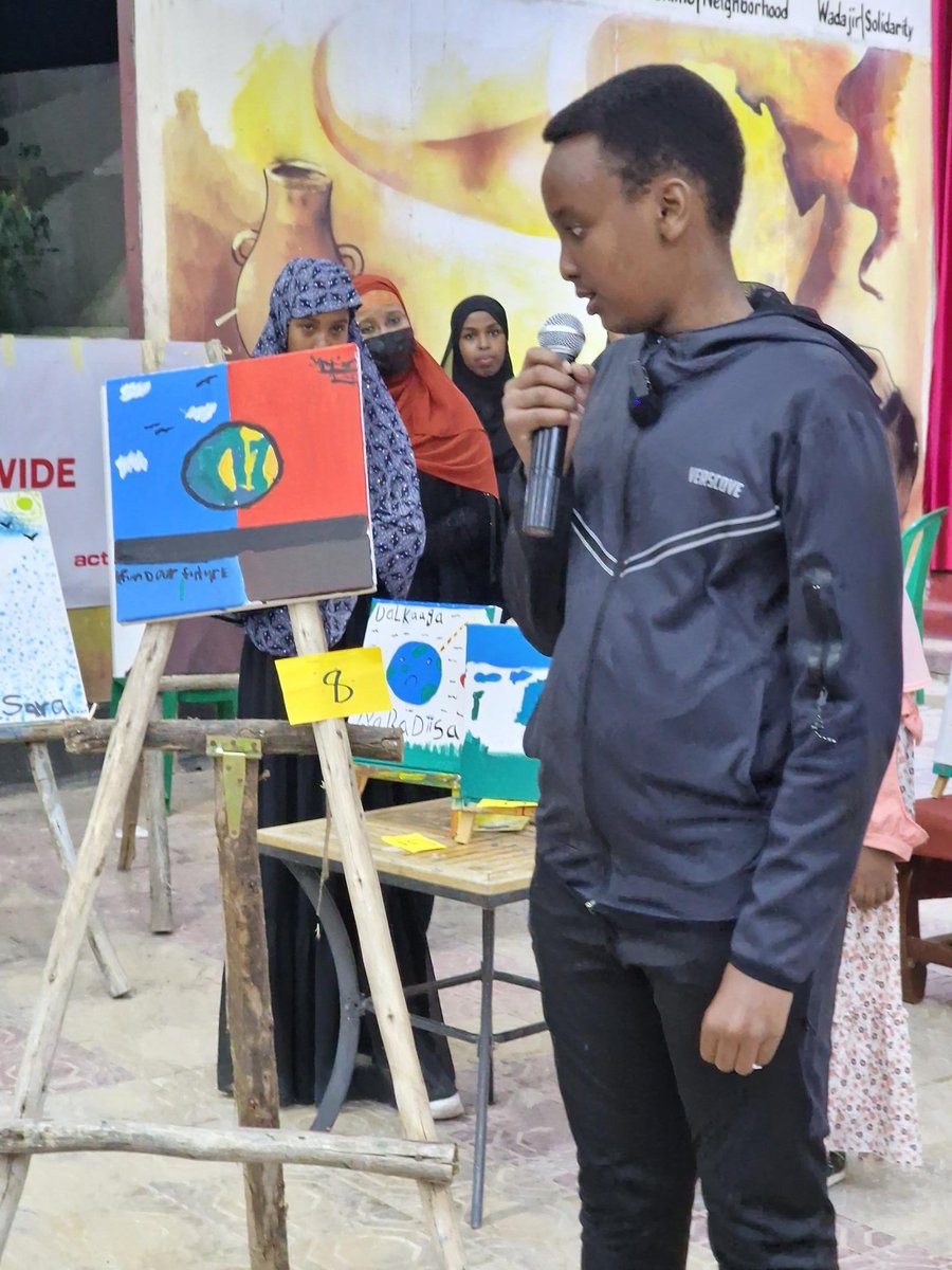 ActionAid_SS's tweet photo. Several kids participated in the #FundOurFuture campaign paint competition and expressed their understanding of climate change through beautiful pictures. #agroecology #ClimateCrisis #FinanceFlows #ClimateChange #ClimateJustice #SustainableSolutions #ClimateActionNow https://t.co/ZvUF0QeSKx