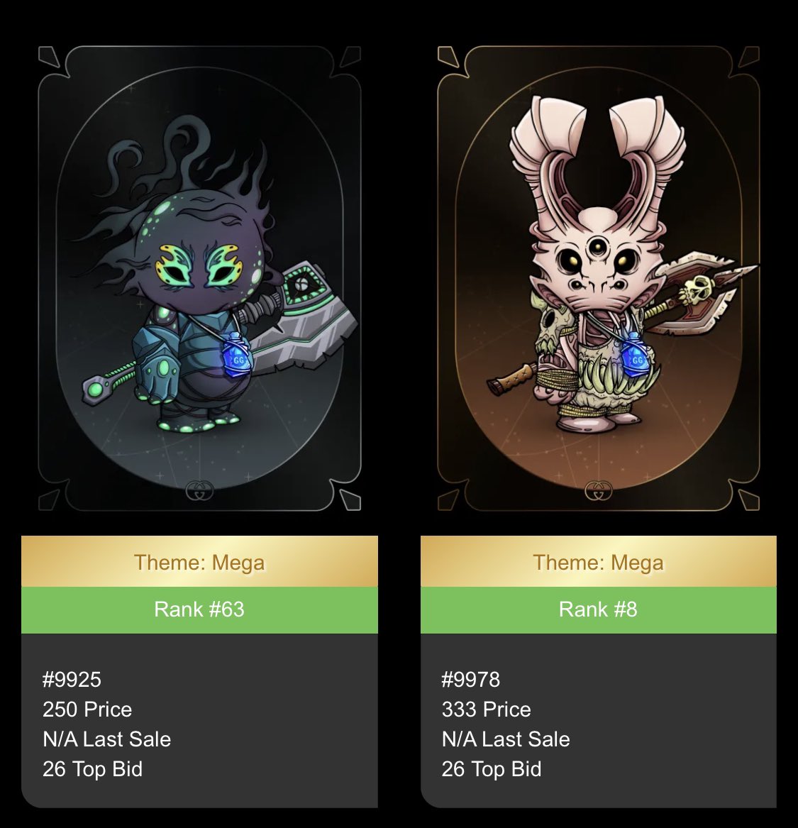 raraavisapp's tweet photo. Some insane Koda theme matches hit the market including rank #106 Levitating Lava #8293 for 30 ETH and rank #13 Mega Koda for 159 ETH. Will be surprised if either of these last very long. There are 8/146 decoupled theme match Kodas for sale. #thematicrarity #theRARAreport https://t.co/YBBwWwso6s