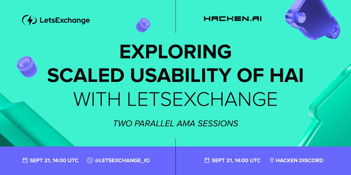 hackenai's tweet photo. 📢 Excited to explore the scaled $HAI usability with @letsexchange_io? Don't miss our #HAITalks tomorrow!
🟢 Join us as we dive into a range of opportunities this integration unlocks for the Hacken community, every $HAI holder & trader
Set a reminder 👉 https://t.co/wQspv76Ot3 https://t.co/gsJJ7Jqto8